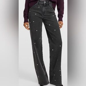 Women's Black Jeans with Silver Studs-6L